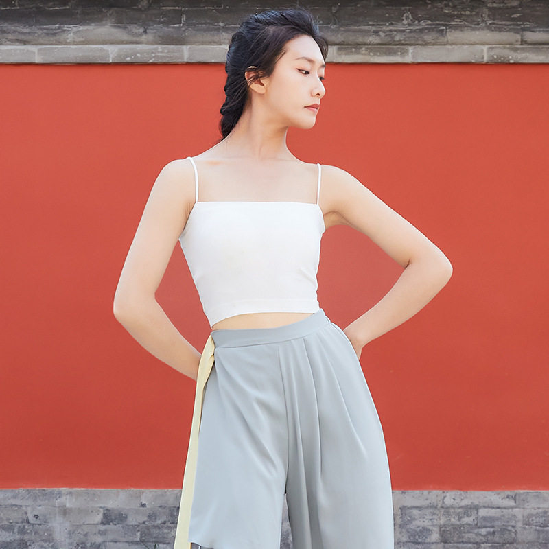 吊带背心女舞蹈服装芭蕾现代民族古典舞练功服上衣形体服带胸垫