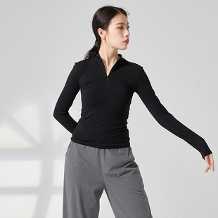 现代舞蹈练功服女式紧身长袖上衣黑色表演教师训练瑜伽艺考新款