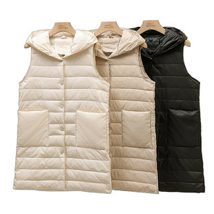 内搭背心坎肩外套 内胆连帽韩版 日本优单冬季 轻薄羽绒马甲女中长款