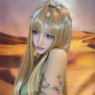 砂与海之歌法老的宠妃假毛cos艾薇米白长直发空气刘海万用全头套