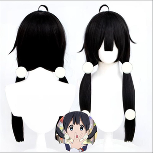 玉子市场 北白川玉子cos假发 黑色反翘双马尾 头顶呆毛造型