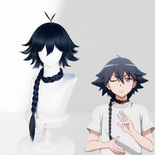 狐妖小红娘 白月初/东方月初cos 呆毛短反翘 长辫子 蓝黑色