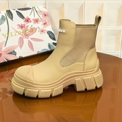 3298/5CM牛皮断码撤柜清仓处理透气圆头时尚春季夏季单靴女马丁靴