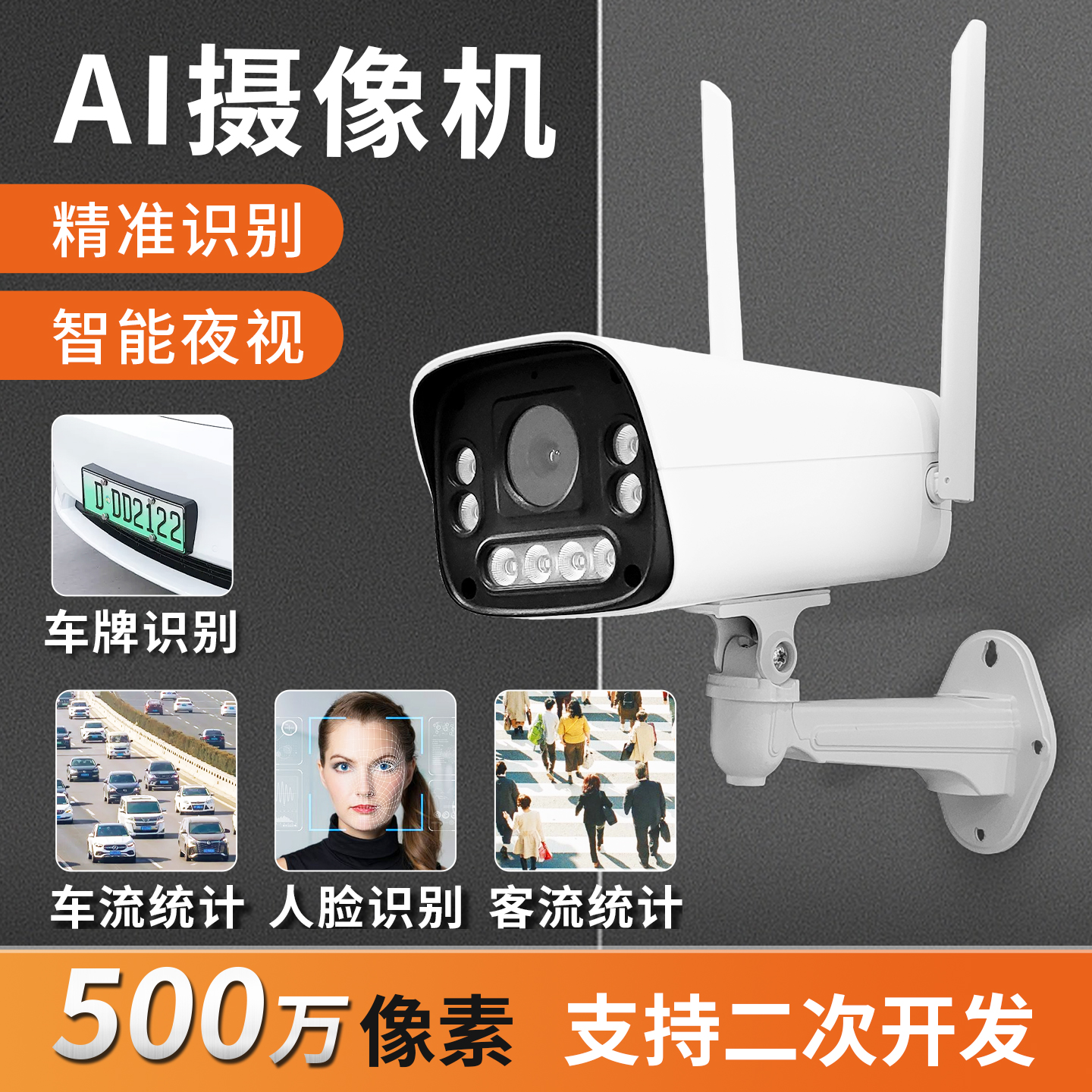 車牌識別攝像頭交通高清夜視監(jiān)控高速公路車輛計(jì)數(shù)人臉抓拍攝像機(jī)