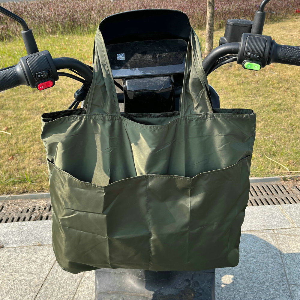 大容量拉链电动车挂袋前置头盔收纳挂包通勤多用途折叠便携购物袋