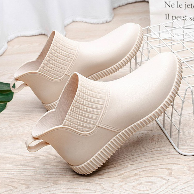 日系雨鞋女款低帮防水鞋加绒一体成型防滑鞋底工作胶鞋时尚款套鞋