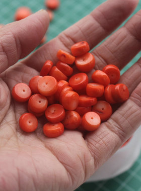 橘红色海竹隔片直孔圆片垫片饰品