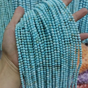 天然绿松石散珠 4-10mm浅蓝高瓷松石圆珠手链项链耳饰diy饰品配件