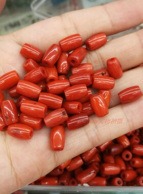 6*9mm橙色海竹大孔桶珠散珠 单颗腰珠 星月菩提配件diy手工饰品