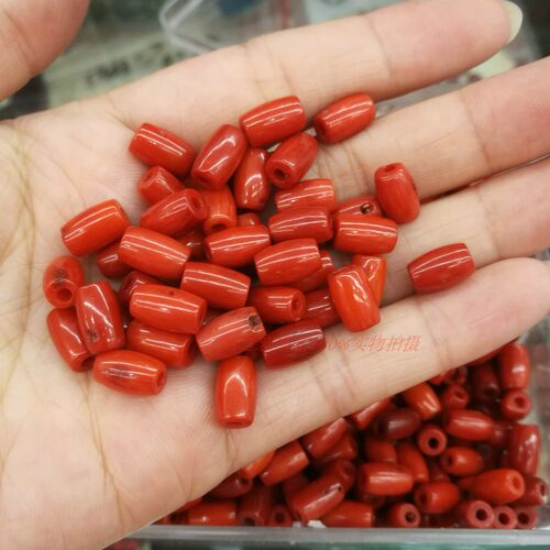 6*9mm橙色海竹大孔桶珠散珠 单颗腰珠 星月菩提配件diy手工饰品