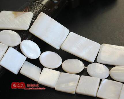 天然贝壳长方块 正方 椭圆形贝壳片半成品直通孔 diy饰品材料配件