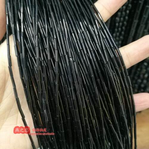 diy天然黑玛瑙圆柱手工桶珠