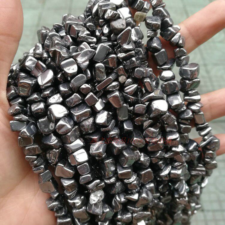 5-8mm天然太赫兹铁石随形碎石半成品DIY穿手链项链有孔饰品散珠子