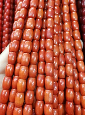 天然海竹橙色鼓珠 7*9/9*11mm腰珠桶珠 佛头手链配饰 diy手工饰品
