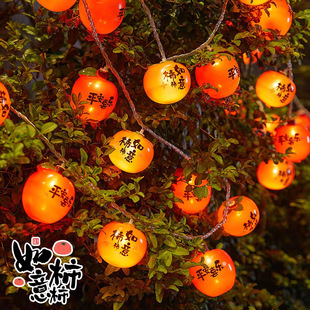 新款春节柿柿如意LED灯串新年装饰氛围灯布置柿子过年气氛彩灯串