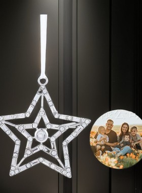 定制彩照项链活动圣诞树挂饰平安夜纪念百搭照片星星装饰高档吊坠
