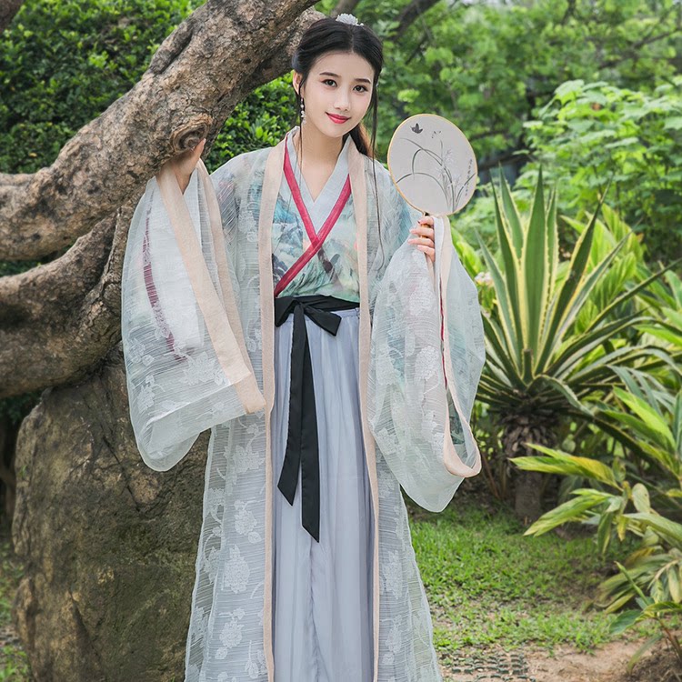 中国古风原创新款魏晋风汉服大袖衫襦裙春秋毕业摄影演出服装出租