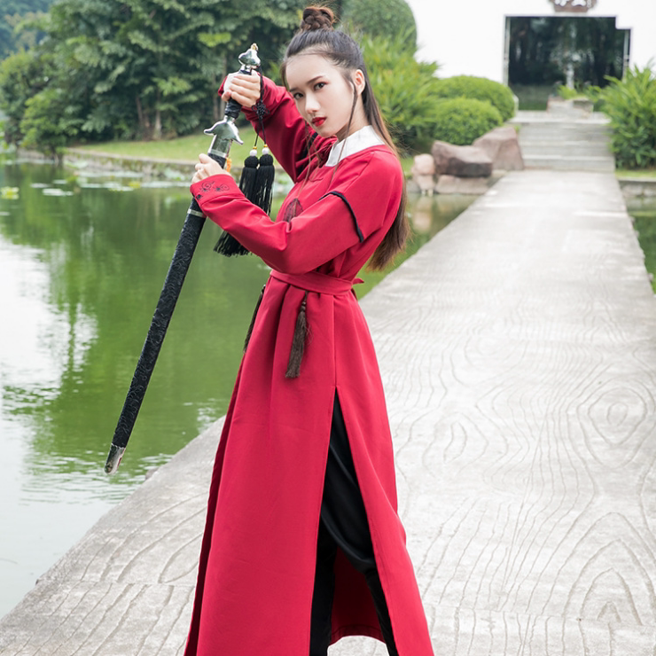 出租女士古装汉服汉元素圆领古代侠客女侠捕快锦毛鼠舞台演出服装