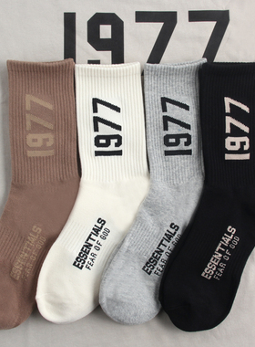 FOG FEAR OF GOD ESSENTIALS 1977长袜子男女复线字母高街中筒袜