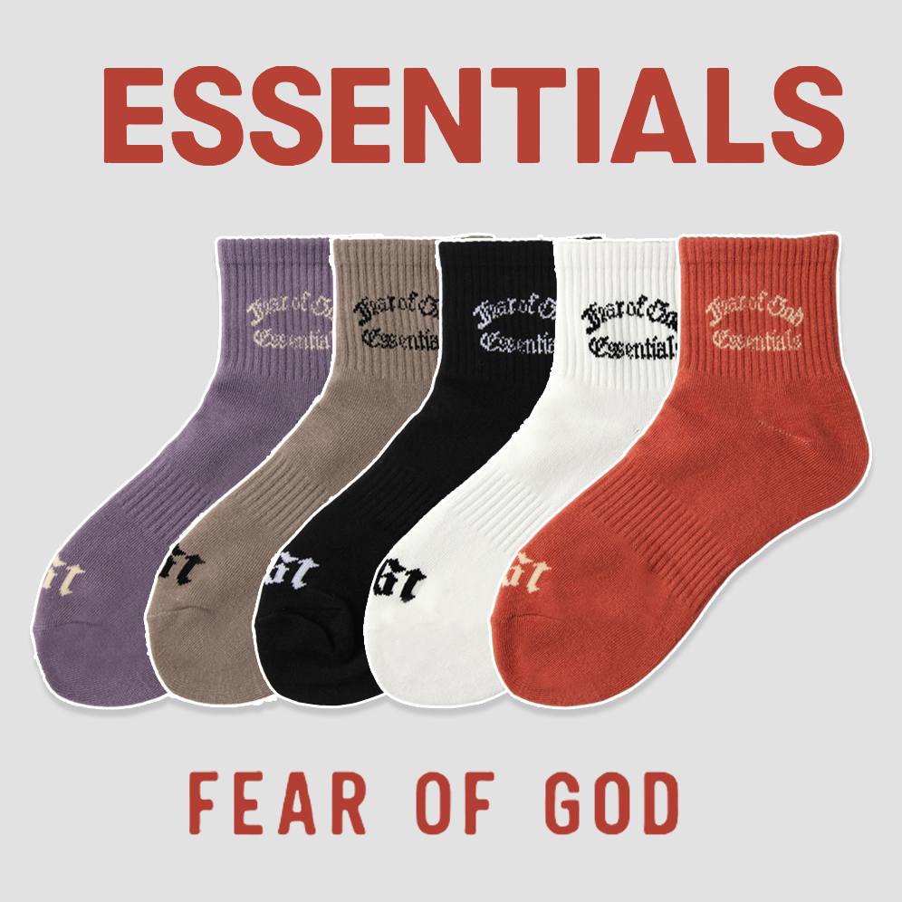 FEAR OF GOD袜子美式复线ESSENTIALS字母短袜情侣潮牌男女中筒袜