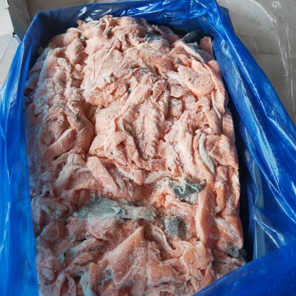 冷冻三文鱼碎肉整箱15kg商用 三文鱼腹条碎块边角料宠物食品原料