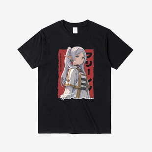 葬送的芙莉莲动漫Frieren印花T恤圆领时尚短袖宽松百搭男女皆可