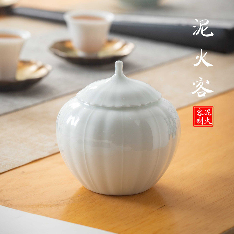 白瓷茶叶罐泥火客陶瓷中式纯色