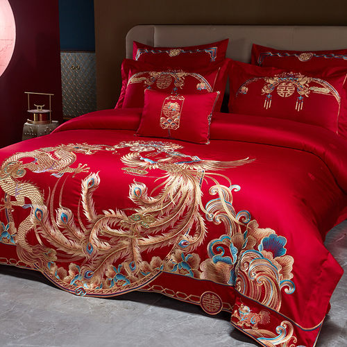 恒洽家纺中式婚庆全棉床单四件套