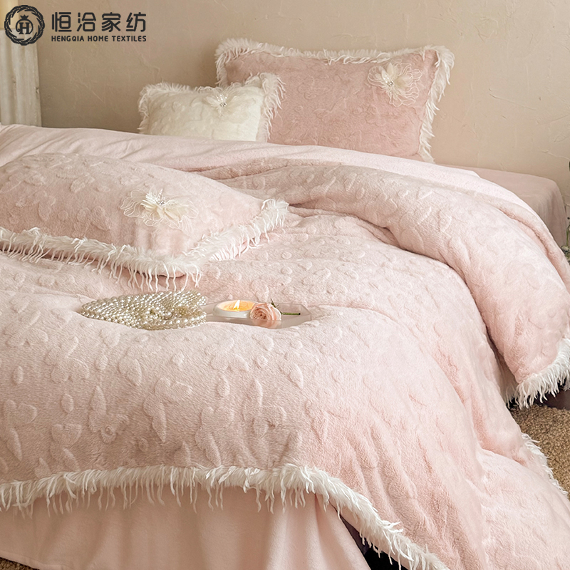 冬季法式加厚兔毛绒牛奶绒四件套