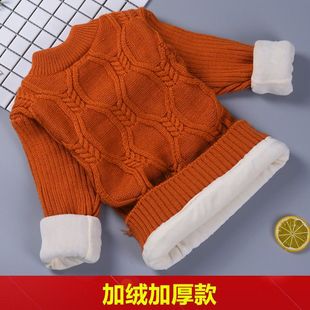 中大童毛衣超厚反季 儿童毛衣加绒加厚保暖针织衫 男童女孩套头新款
