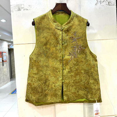 林依橱26A17 重工串珠刺绣花提花立领国风马甲外套春装2026新款女