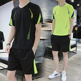 短袖 运动服 男夏季 香港男士 大码 健身跑步速干夏装 休闲运动套装 短裤