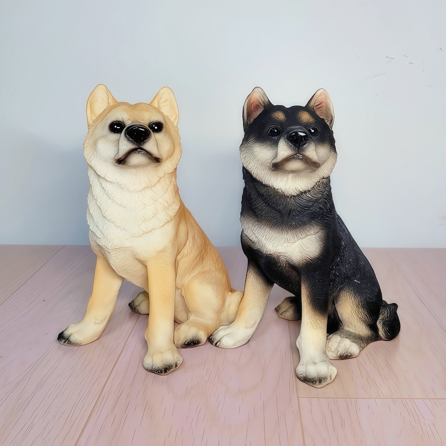 可爱小狗摆件仿真狗模型树脂狼狗柴犬假狗家居客厅黑狗桌面装饰品