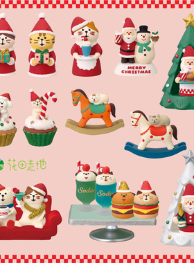 圣诞猫摆件DIY装饰礼品圣诞老人麋鹿雪橇ZAKKA树脂工艺品雪人摆件