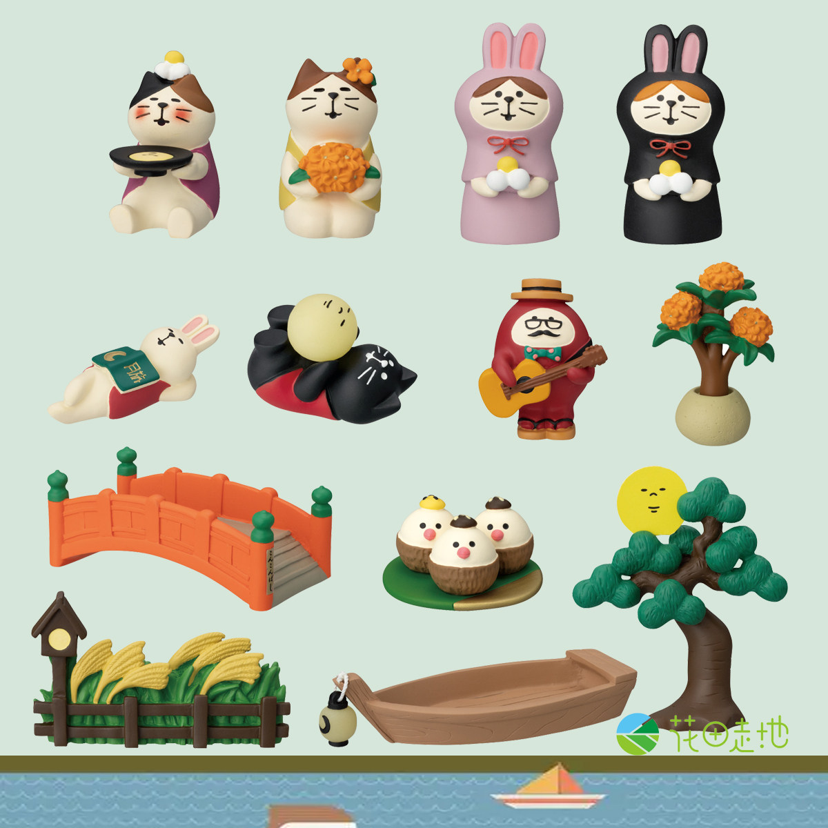 中秋节潮玩日式猫礼品杂货ZAKKA月饼装饰树脂INS公仔工艺品小摆件