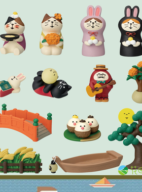 中秋节月饼潮玩日式猫礼品摆件