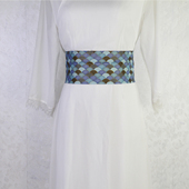 魔术贴可调节古风文艺印花宽腰封美人鱼腰带衣服束腰装 饰腰间配饰