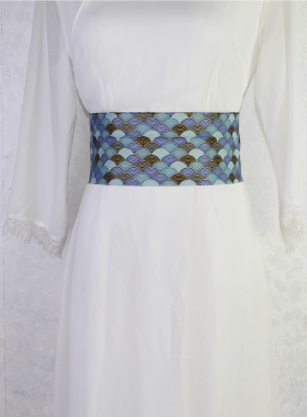 魔术贴可调节古风文艺印花宽腰封美人鱼腰带衣服束腰装饰腰间配饰