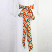 复古文艺印花长飘带宽腰封腰带汉服道袍束腰装 饰腰间配饰