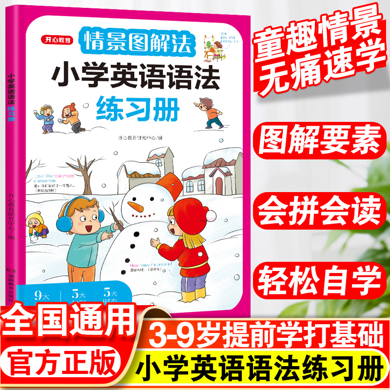 情景图解法小学英语语法练习册二三四五六年级视频讲解思维导图学音标单词句型公式词性时态大全 开心教育