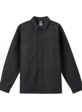 Nike/耐克 Swoosh 纯色翻领多口袋长袖衬衫 黑色男款 FB7743-060