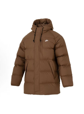 NIKE耐克男款纯色印花连帽冬季户外保暖中长款羽绒服 IB2974-235