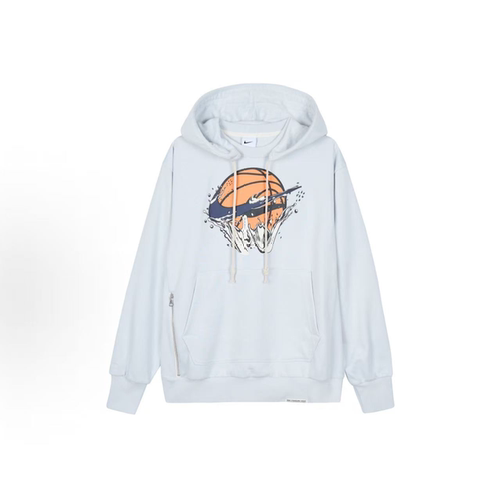 NIKE耐克 Dri-Fit 印花速干套头连帽男款白色休闲卫衣 FB7138-025