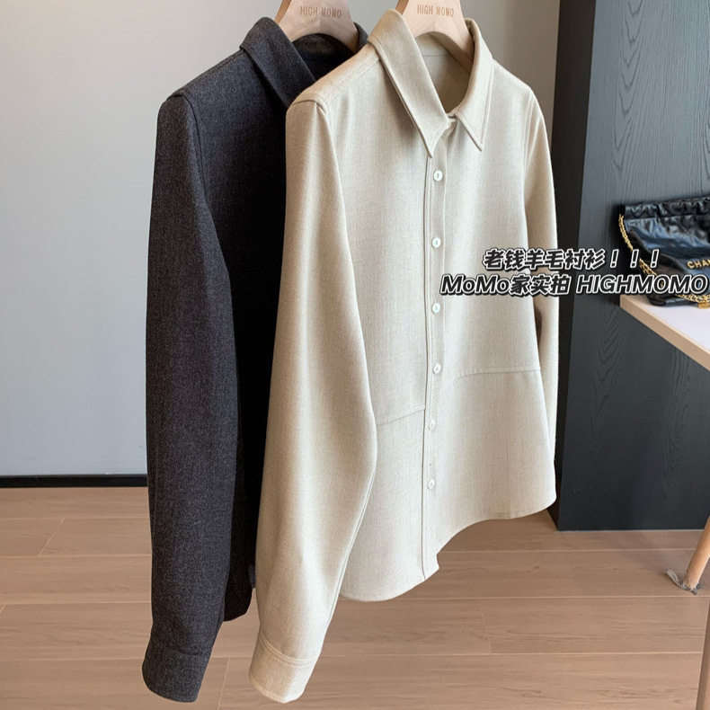 精致老钱！经典翻领单排贝壳扣宽松长袖羊毛衬衫女休闲上衣外套,女装/女士精品,衬衫,淘宝优惠券,粉丝福利购,淘宝优惠卷