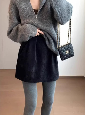 M1U式千金范 锭制麂皮纹理锁温保暖小A花苞廓形短裙裙裤冬G122505