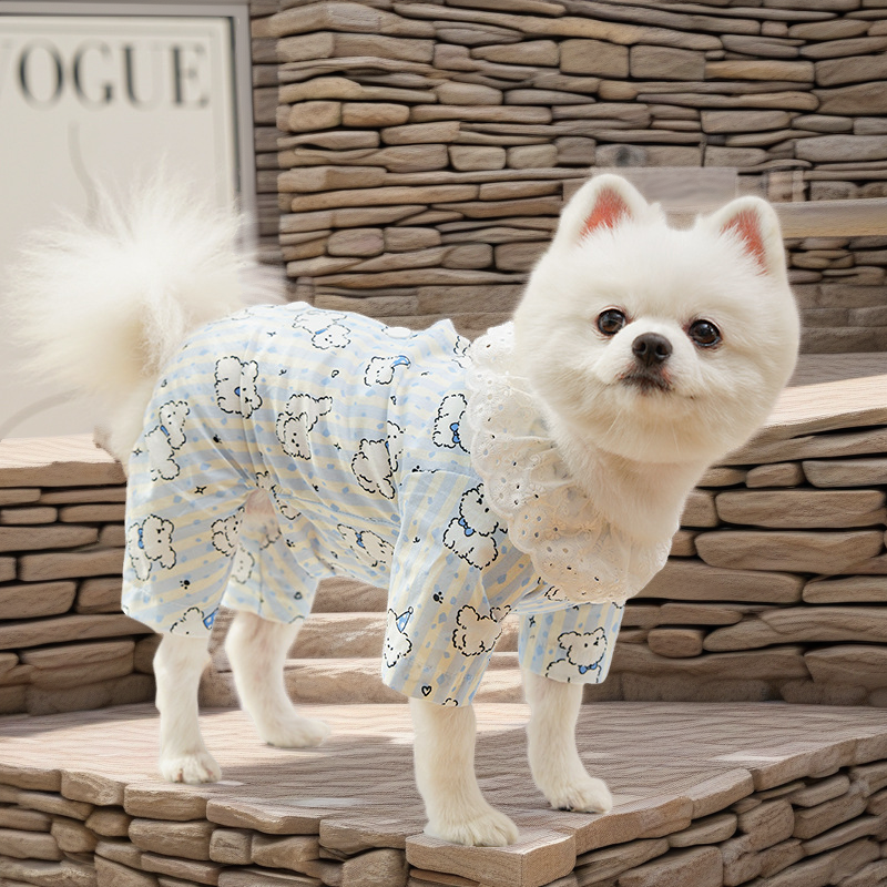 狗狗四脚包肚衣全棉春夏宠物猫咪衣服空调服防掉毛外出比熊用品
