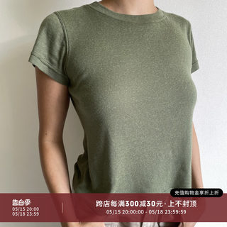 aolol本期bi入单品炒舒服 亚麻肌理微透宽松短袖T恤女独特小上衣