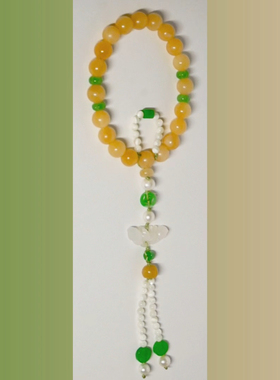 【秋香】原创十八子手持天然黄玉手链汉服配饰新中式挂件旗袍压襟