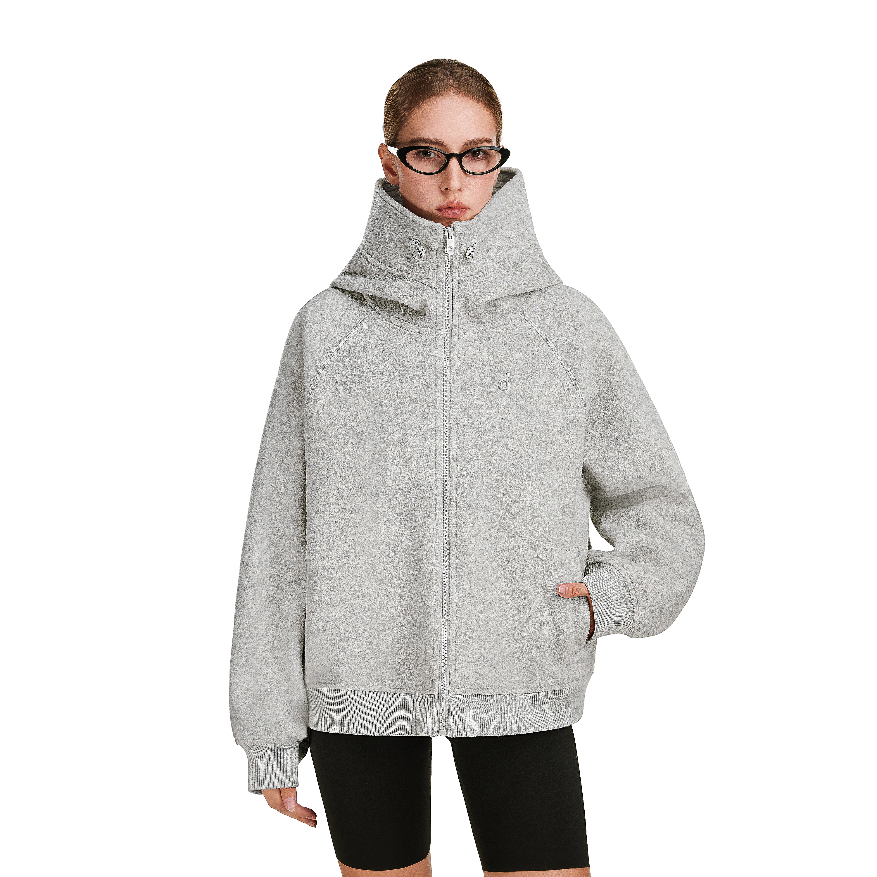 FDR官方店 羊毛呢开衫连帽卫衣外套女秋季新款休闲宽松拉链情侣男