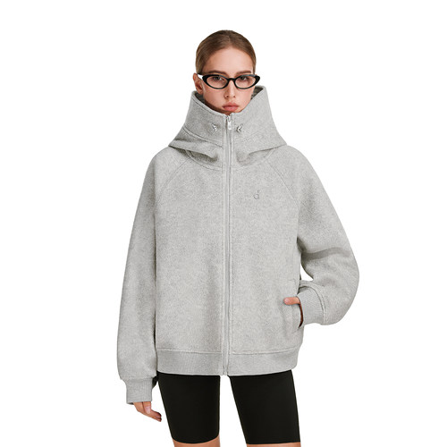 FDR官方店羊毛呢开衫连帽外套